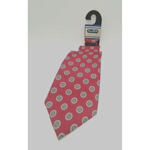 NEW 100% Silk Tie Oscar De La Renta Burgundy w Geometric Circle Pattern USA Made